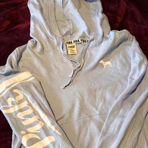 PINK branded light blue hooded Sweatshirt